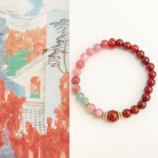 Sunset Garden · Red Agate & Aventurine Bracelet