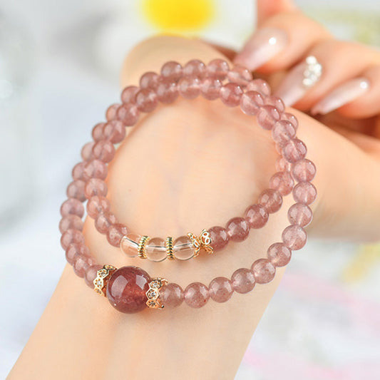 Blush Bloom · Strawberry Quartz Double Wrap Bracelet