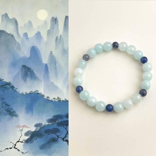 Moonlit Peaks · Aquamarine & Sodalite Bracelet
