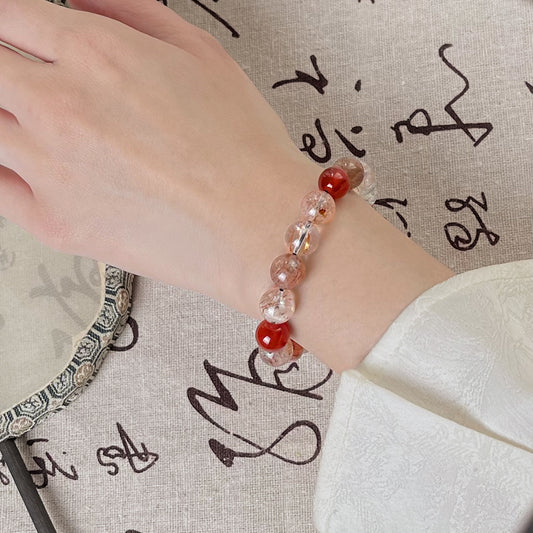 Peach Horizon · Red Rutilated Quartz Bracelet
