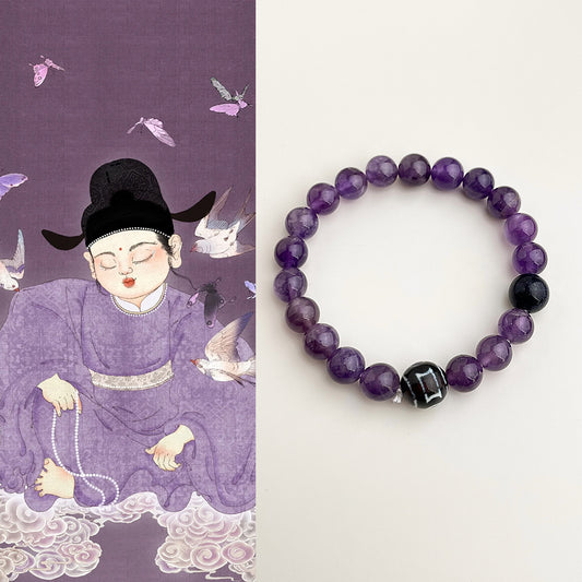 Dreaming Crane · Amethyst & Starstone Bracelet