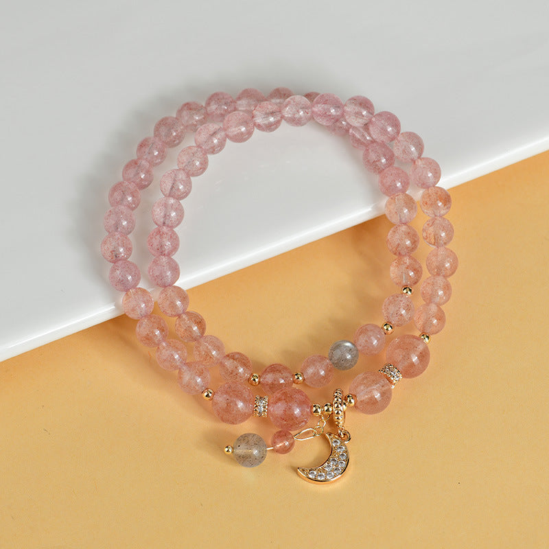 Lunar Bloom · Strawberry Quartz & Moonstone Bracelet