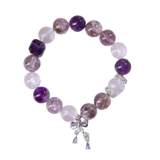 Twilight Bloom · Amethyst & Rutilated Quartz Bracelet