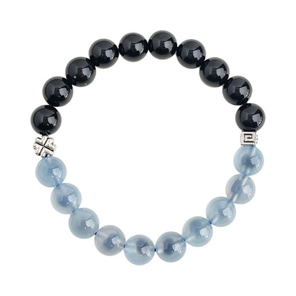 Tintenfluss · Onyx- und Blau-Agatharmband