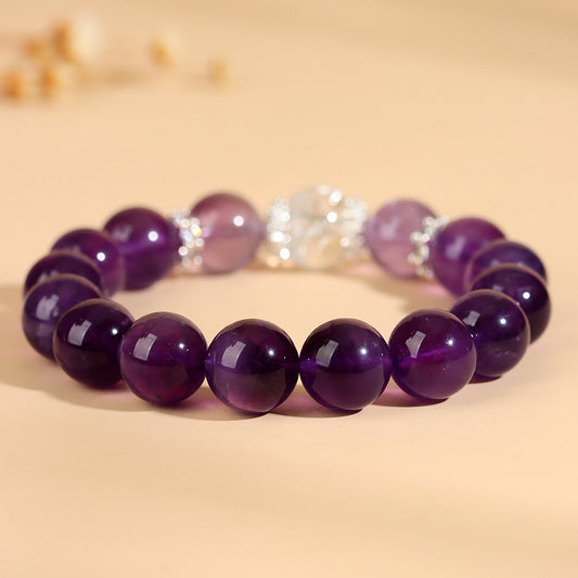 Moonlit Veil · Uruguayan Amethyst & Clear Quartz Bracelet