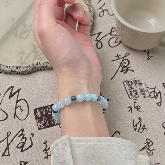 Moonlit Peaks · Aquamarine & Sodalite Bracelet