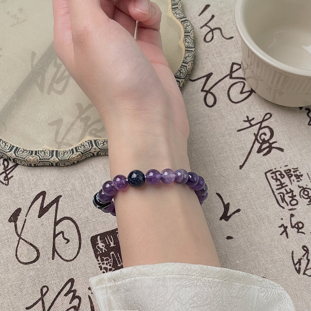 Traumkranich · Amethyst- und Sternsteinarmband
