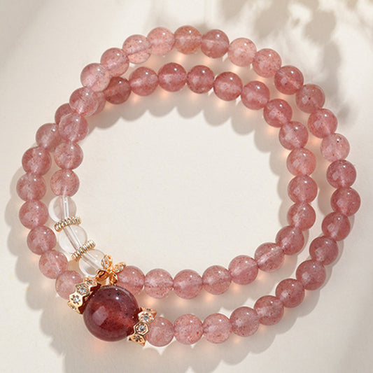 Blush Bloom · Strawberry Quartz Double Wrap Bracelet