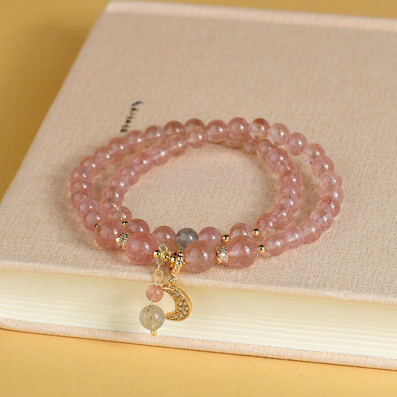 Lunar Bloom · Strawberry Quartz & Moonstone Bracelet
