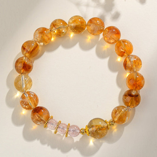 Caramel Light · Citrine & Strawberry Quartz Bracelet
