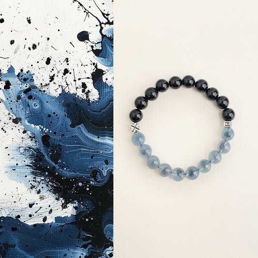 Ink Flow · Onyx & Blue Agate Bracelet