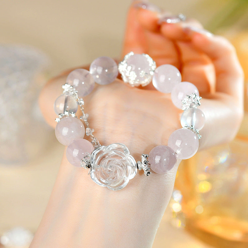 Blossom Whisper · Rose Quartz Peony Bracelet