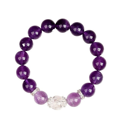 Moonlit Veil · Uruguayan Amethyst & Clear Quartz Bracelet