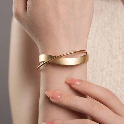 Golden Fold · Minimalist Layered Cuff Bracelet