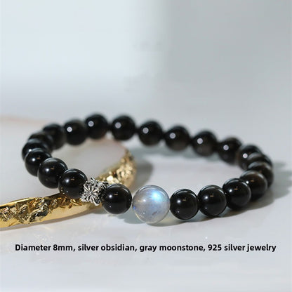 Shadow & Light · Obsidian & Moonstone Couple Bracelet Set