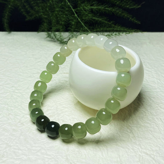 Gradient Nephrite Jade Bracelet · Soft Green Tones