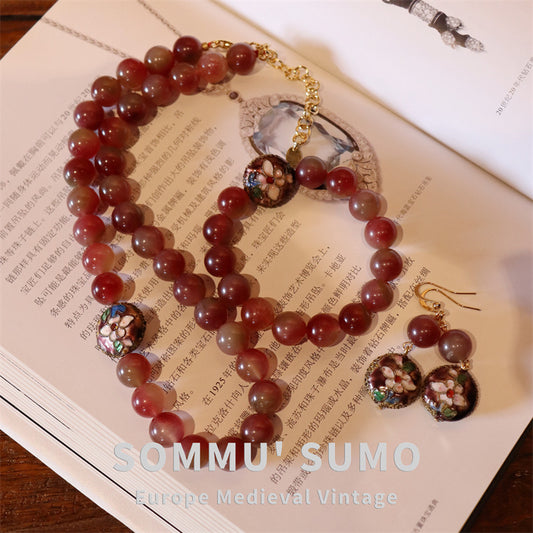 Rouge Bloom · Vintage Wassermelonen-Glasperlen Schmuckset