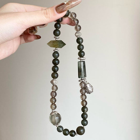 Verdant Pulse · Green Phantom & Tourmaline Double Wrap Bracelet