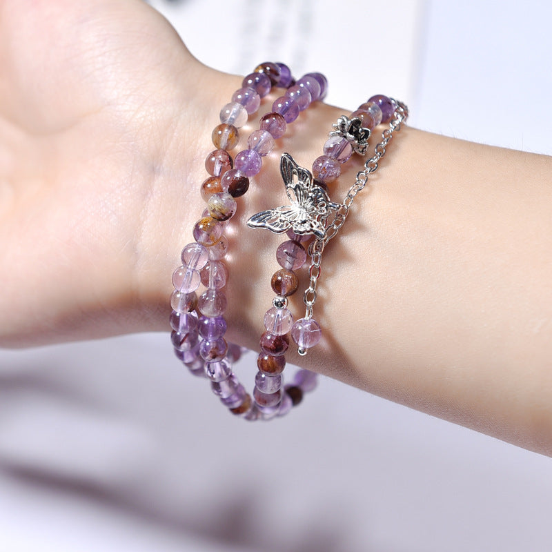 Whispering Vines · Amethyst & Phantom Quartz Wrap Bracelet