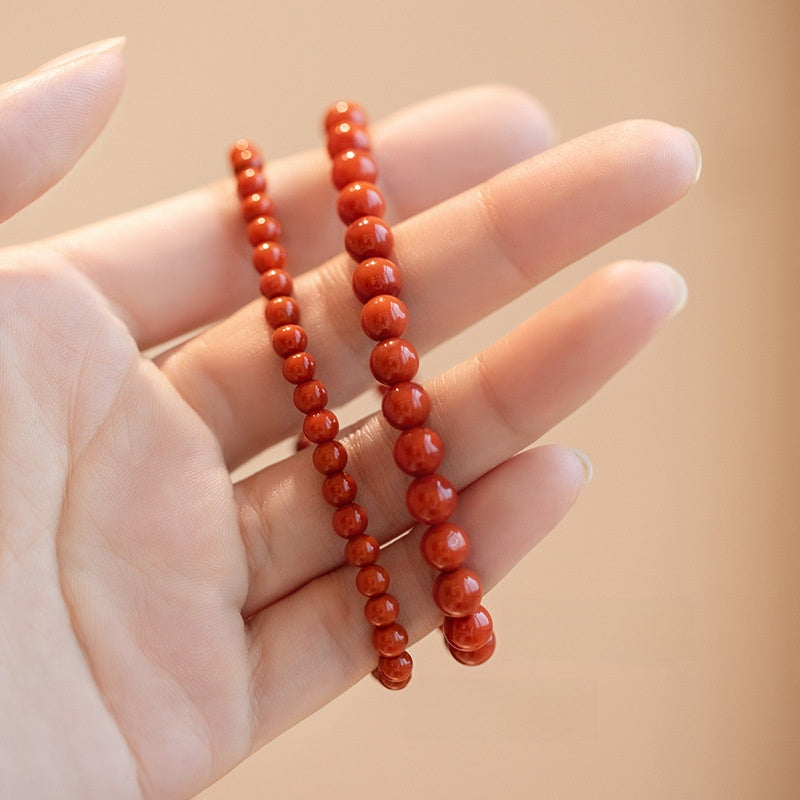 Red Vitality · Deep Red Agate Minimal Bead Bracelet (4mm)