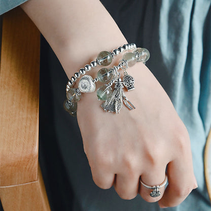Verdant Echo · Pulsera Plateada Fantasma Verde