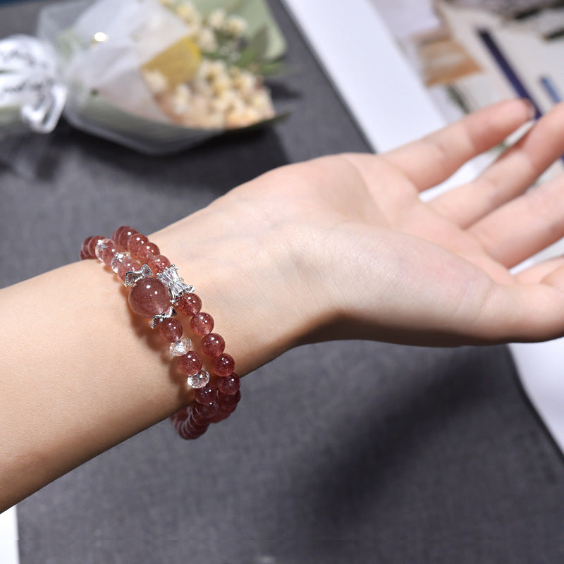 Blushing Bloom · Strawberry Quartz Multi-Wrap Bracelet