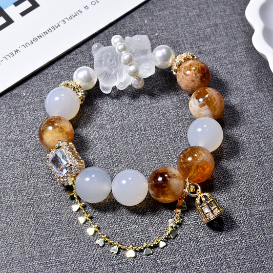 Golden Hug · Citrine & White Agate Fortune Bracelet