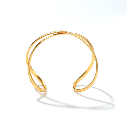 Golden Crossflow · Adjustable Open Bangle Bracelet