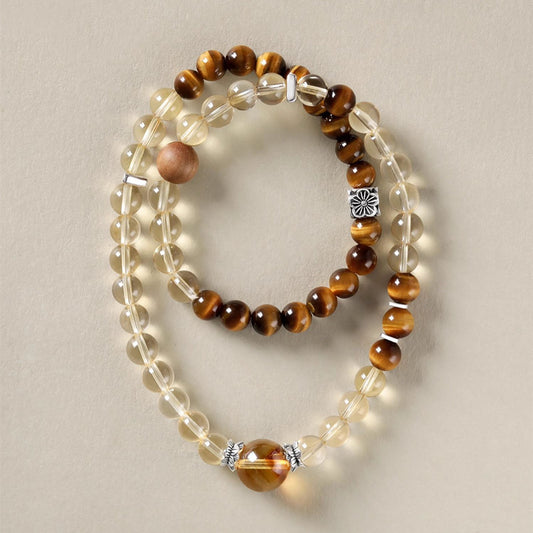 Solar Flow · Citrine & Tiger’s Eye Double-Wrap Bracelet