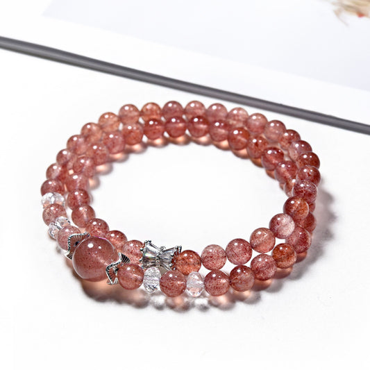 Blushing Bloom · Strawberry Quartz Multi-Wrap Bracelet