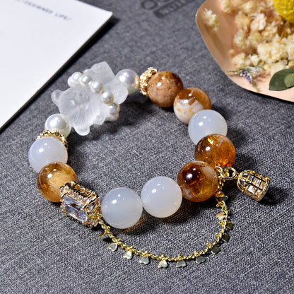 Golden Hug · Citrine & White Agate Fortune Bracelet