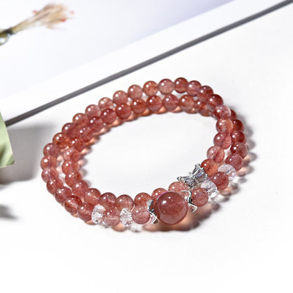 Blushing Bloom · Strawberry Quartz Multi-Wrap Bracelet