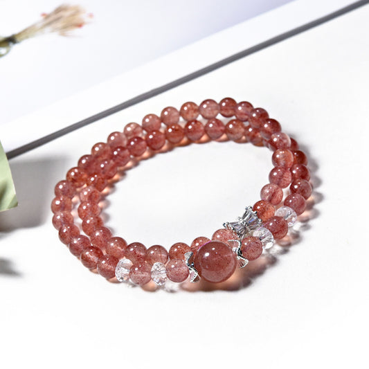 Blushing Bloom · Strawberry Quartz Multi-Wrap Bracelet