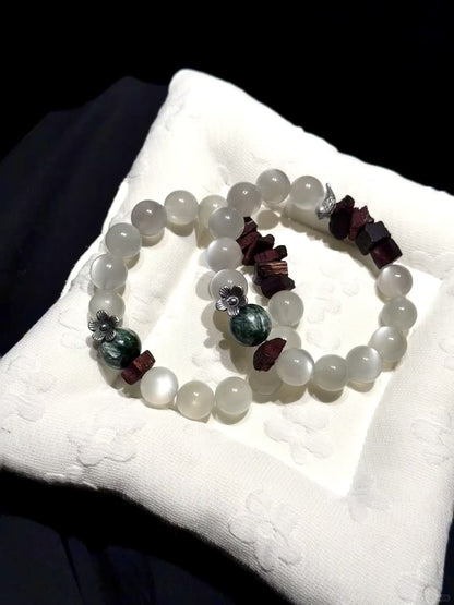 Forestglow Moon｜Silver Moonstone & Seraphinite Bracelet