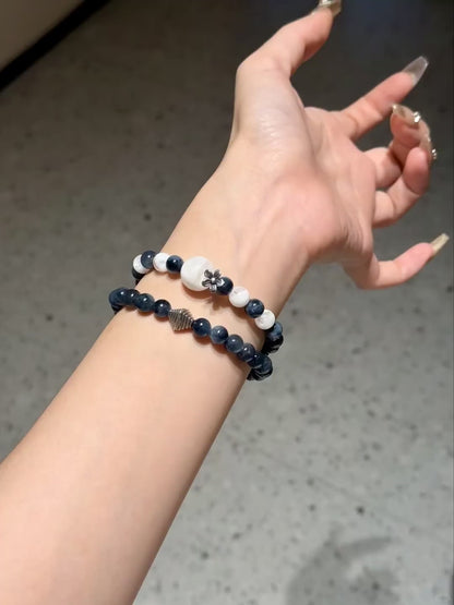 Snowdepth Whispers · Blue Rabbit Hair & Snow Phantom Crystal Bracelet